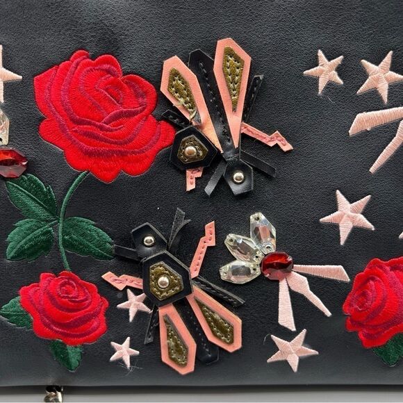 Zara Rose Embroidered Gold Chain Crossbody - Picture 6 of 10